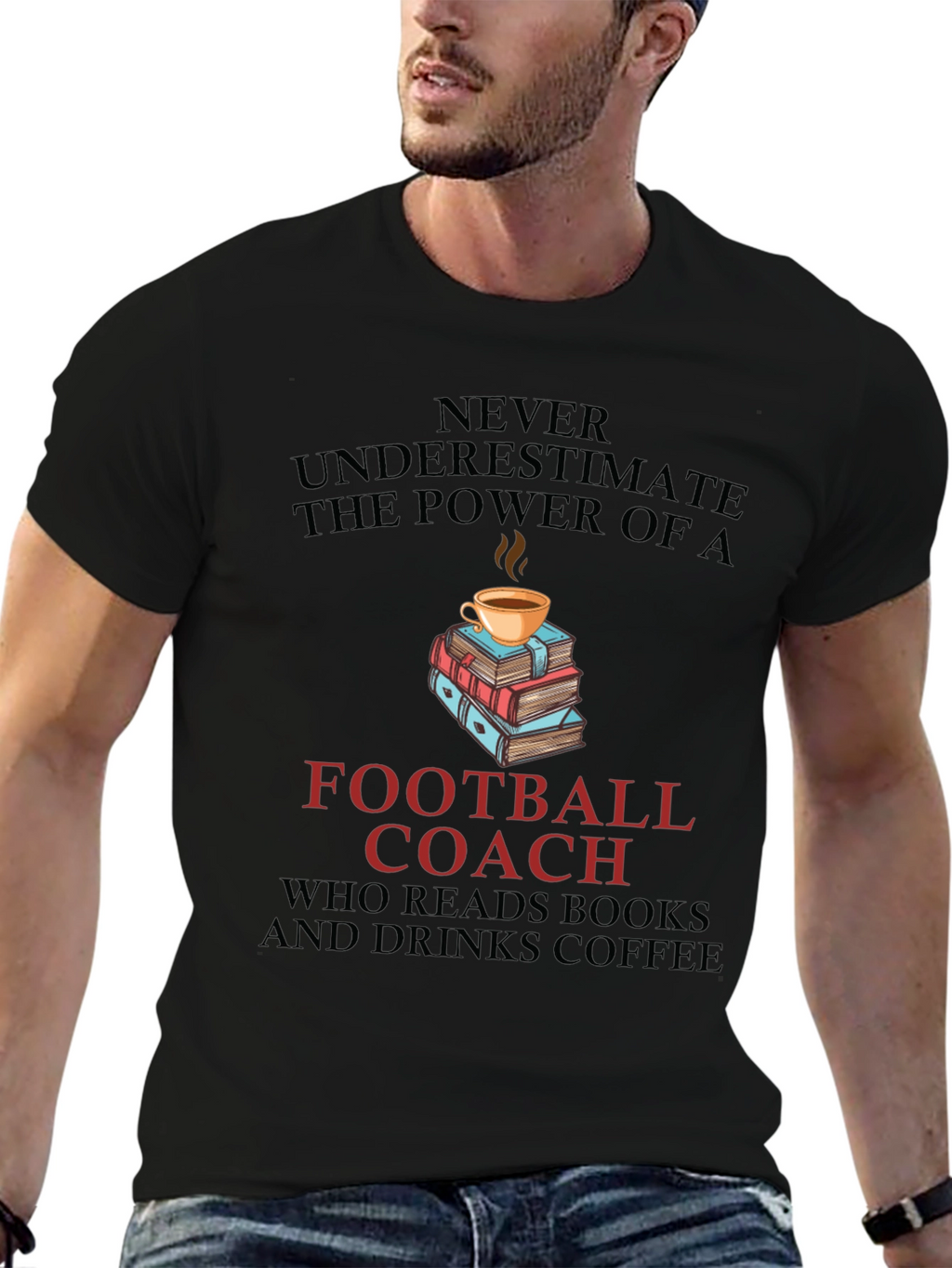 Football Coach Books and Coffee T-Shirt