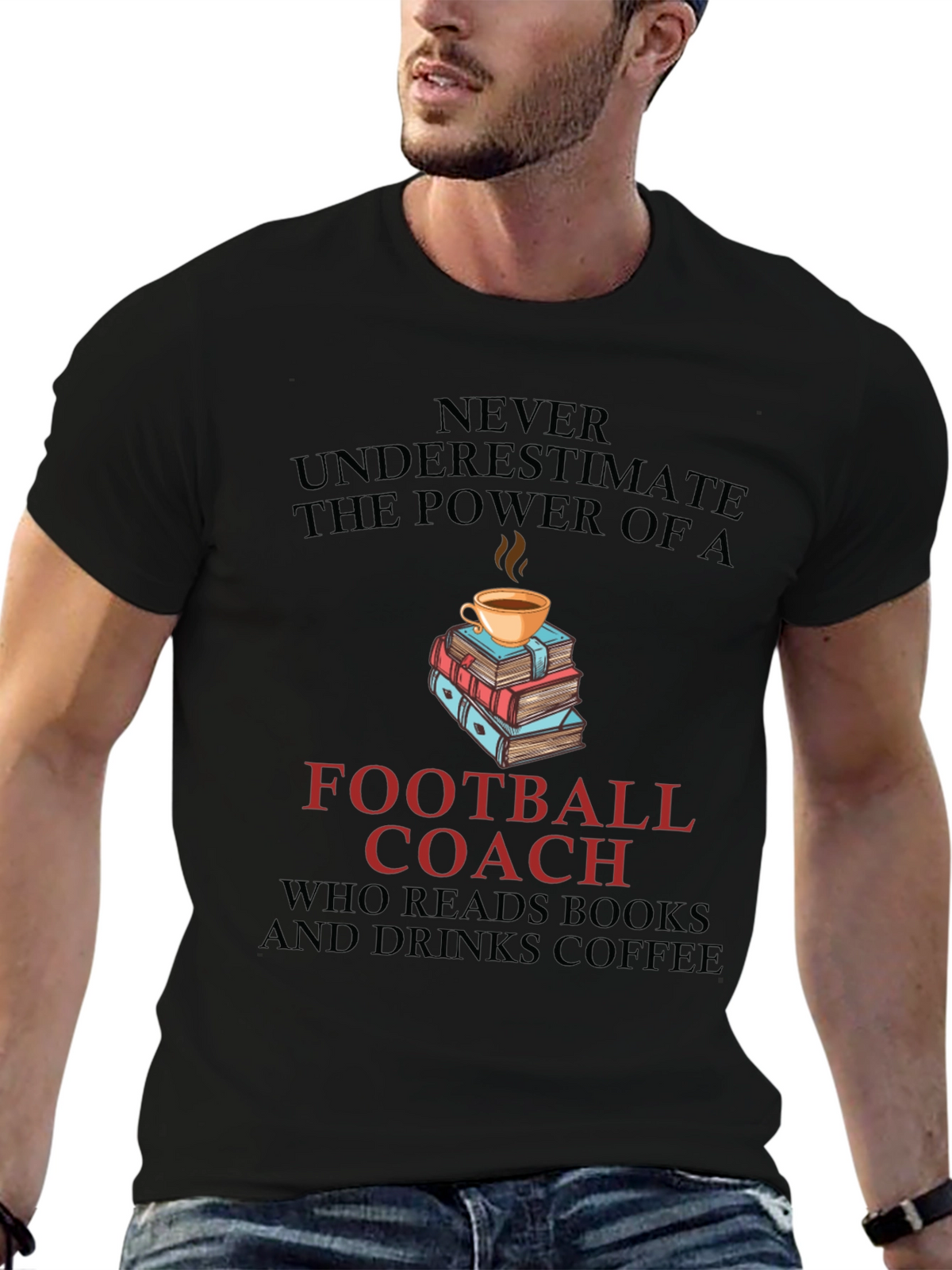 Football Coach Books and Coffee T-Shirt