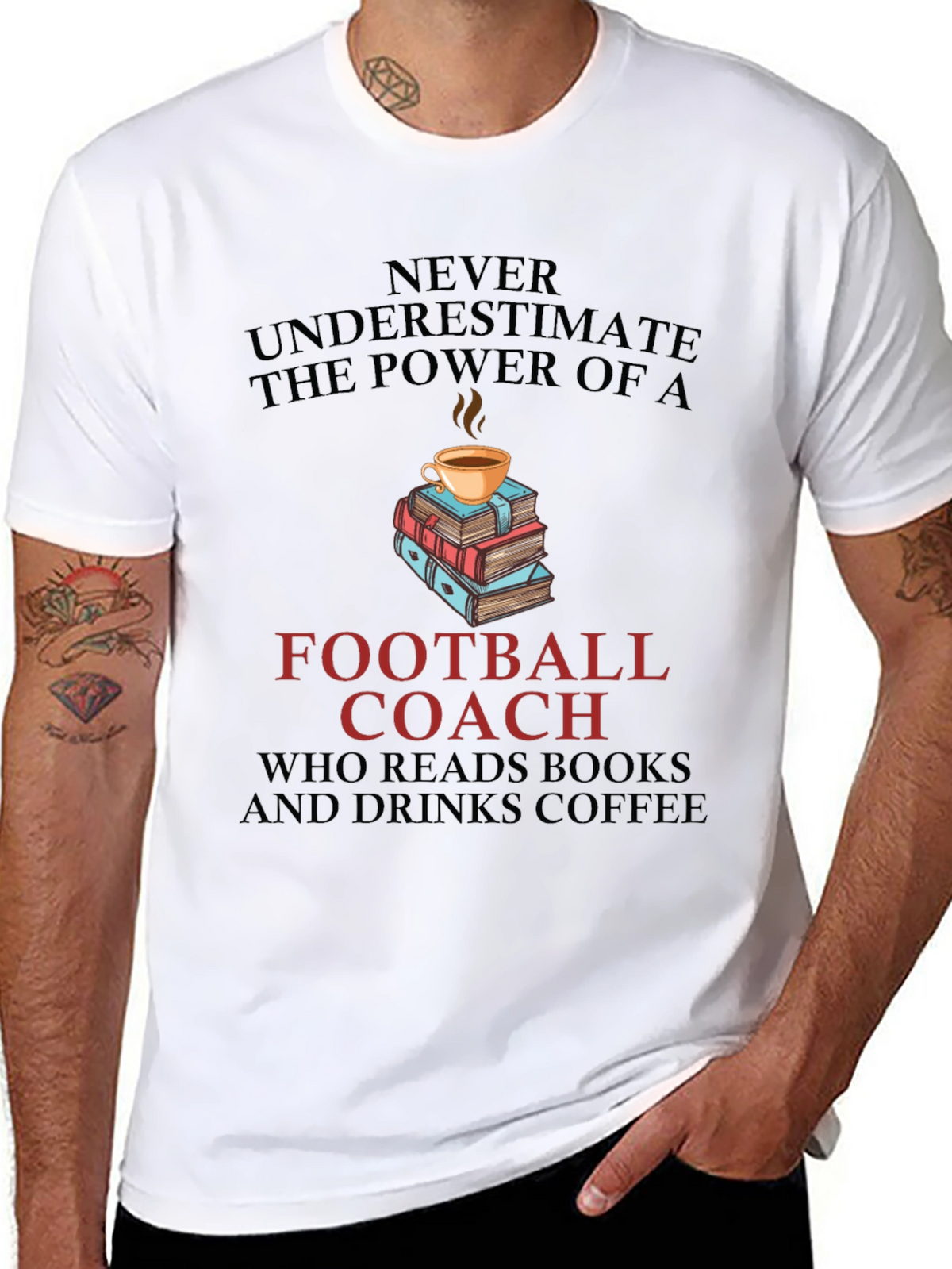 Football Coach Books and Coffee T-Shirt
