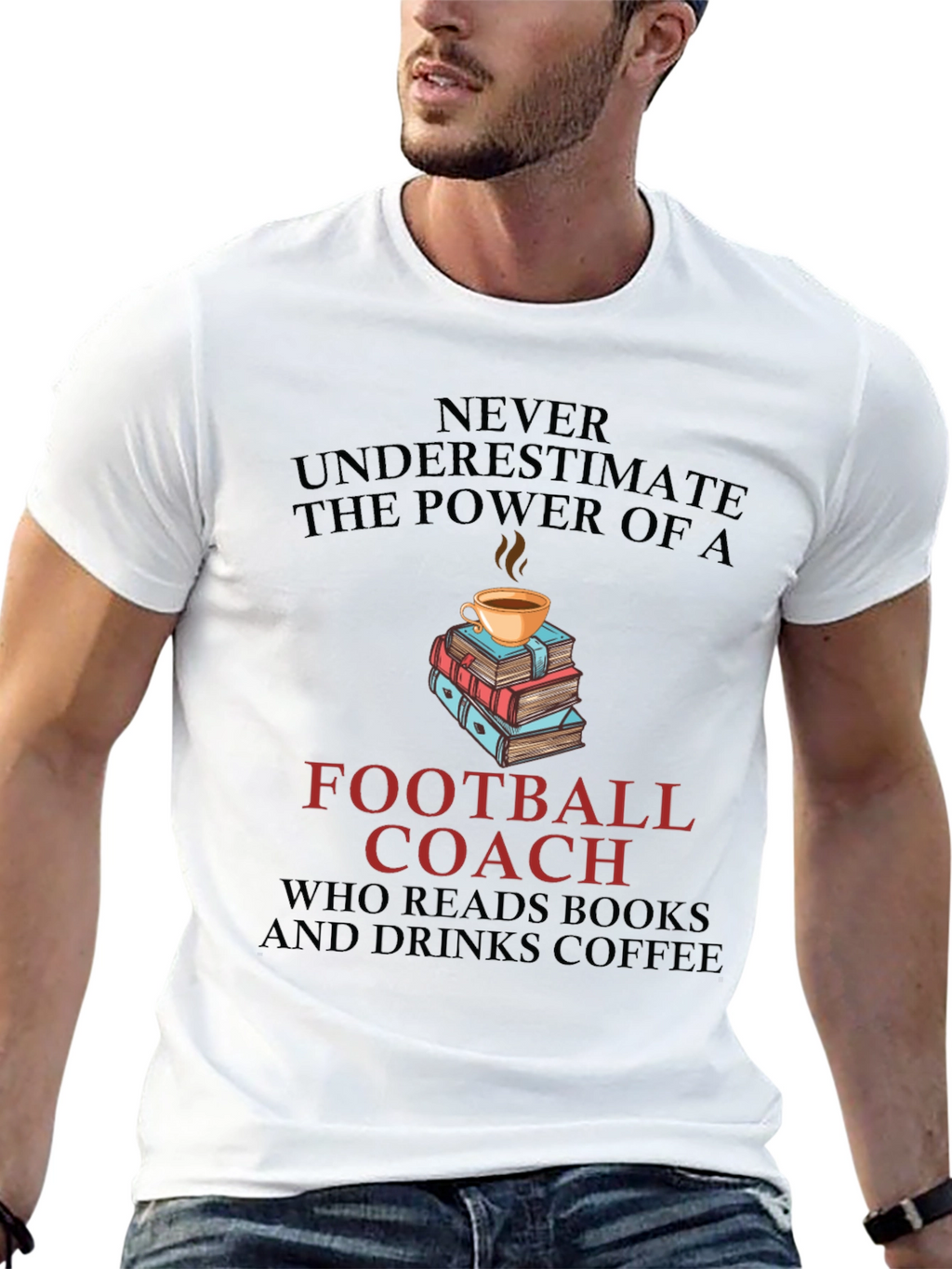Football Coach Books and Coffee T-Shirt