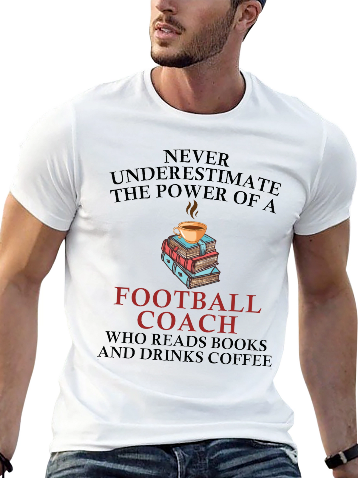 Football Coach Books and Coffee T-Shirt