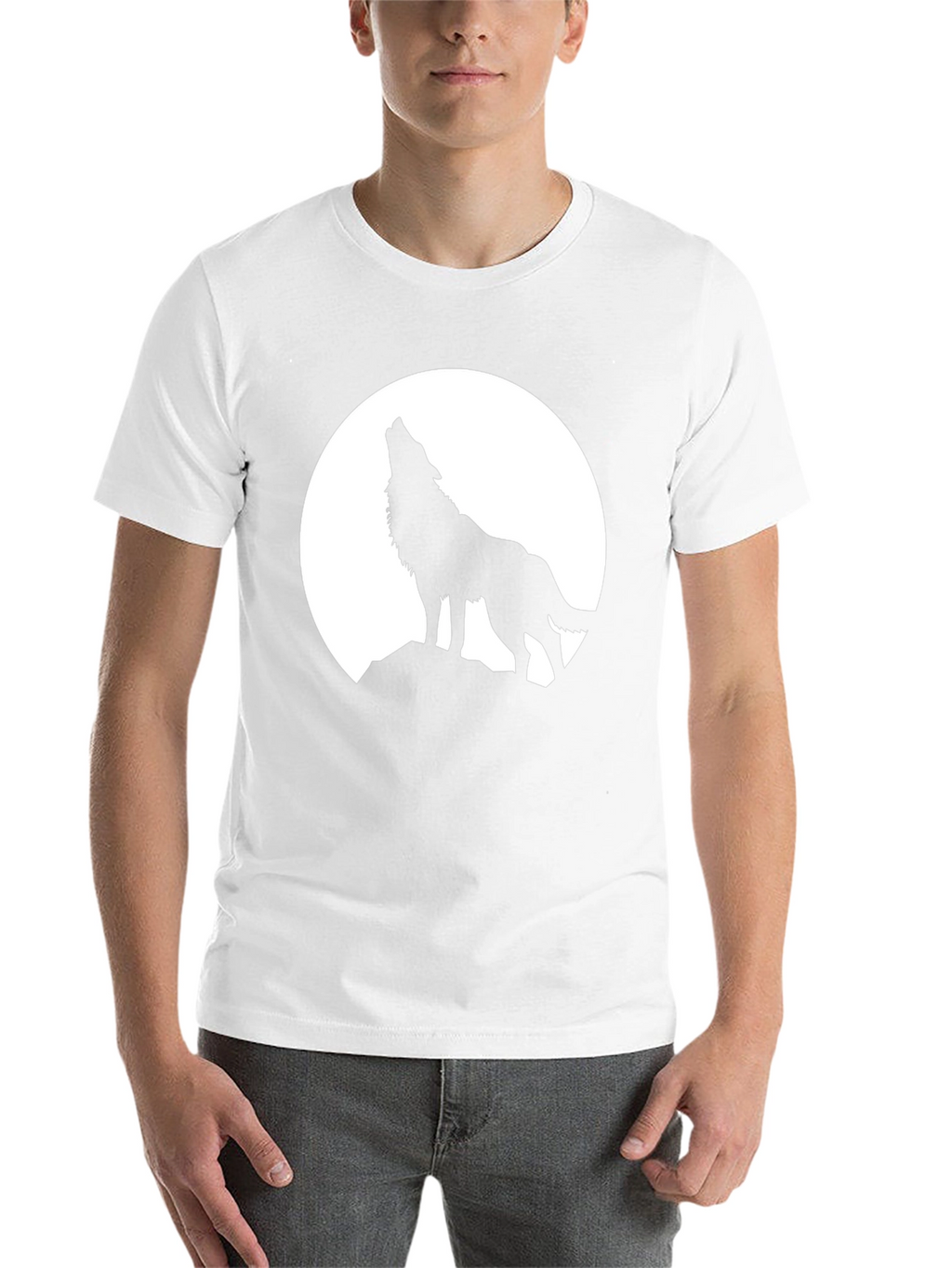 Wolf Howling at Moon Black T-Shirt