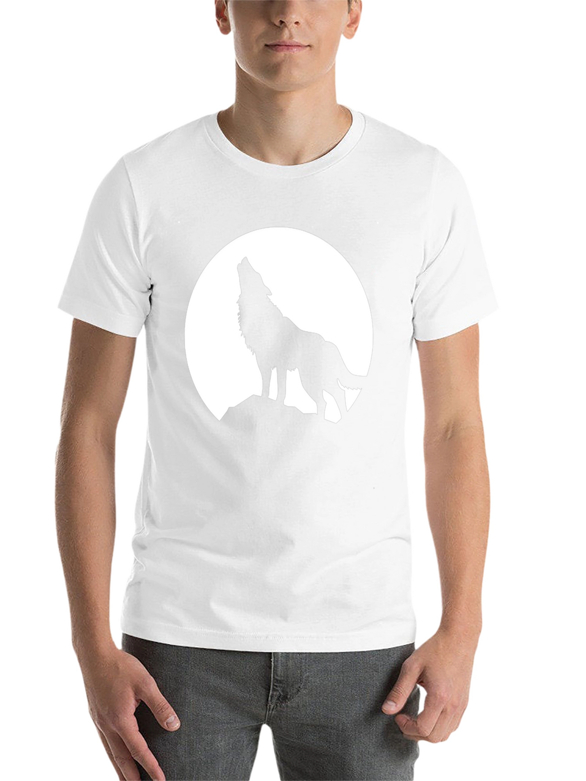 Wolf Howling at Moon Black T-Shirt