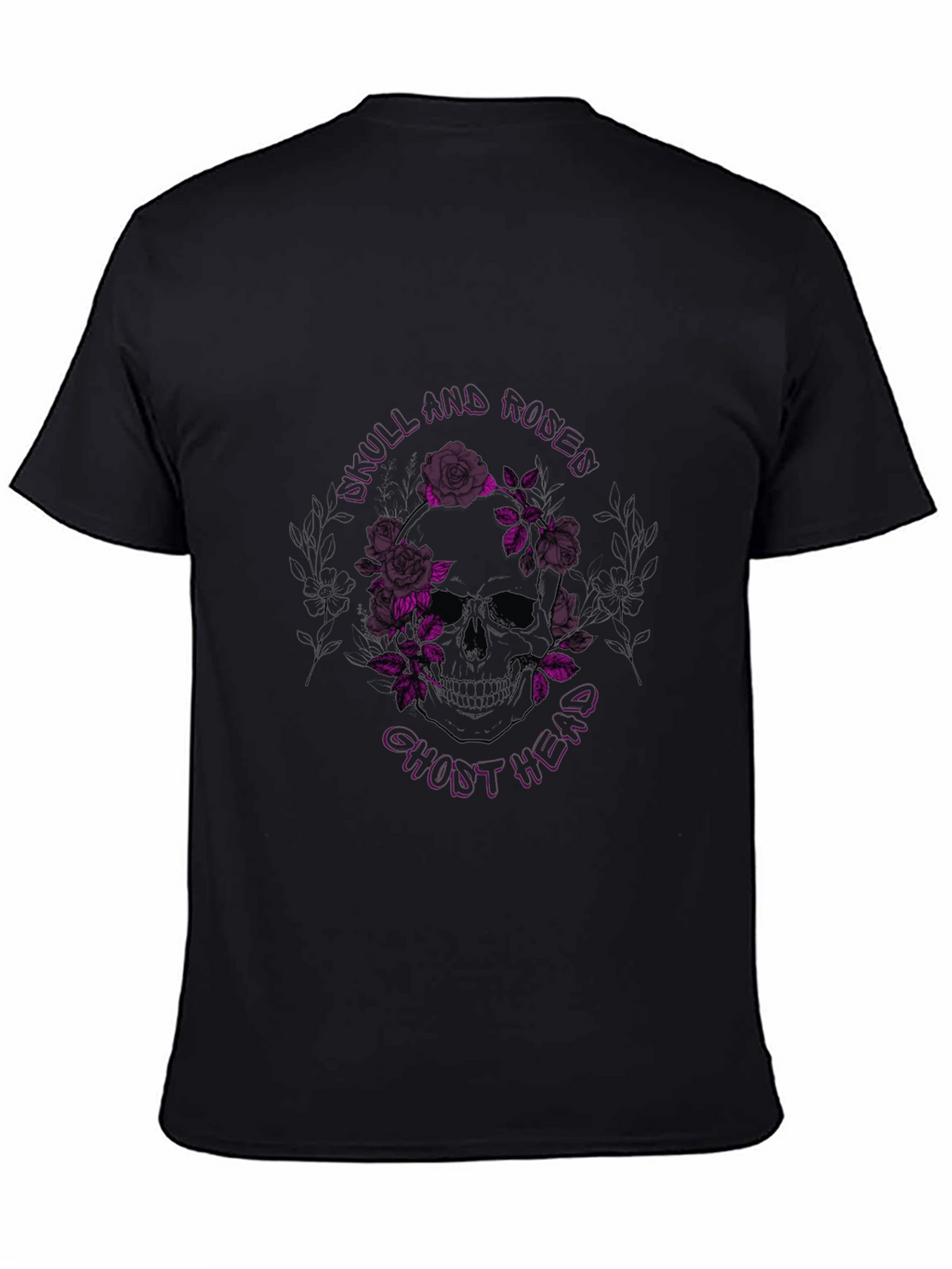 Skull & Roses Graphic Print Black T-Shirt