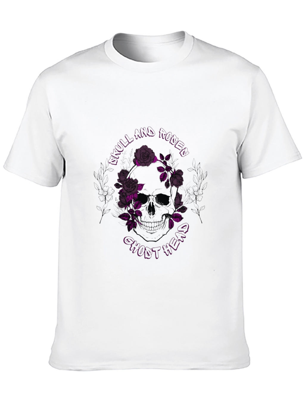 Skull & Roses Graphic Print Black T-Shirt