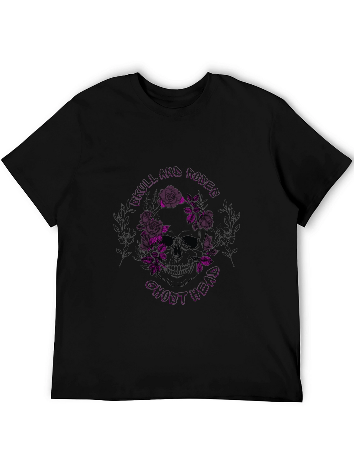 Skull & Roses Graphic Print Black T-Shirt