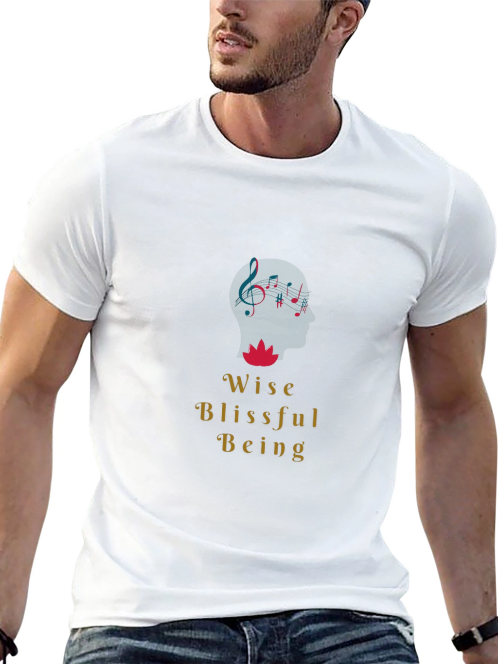 Wise Blissful Being Graphic Black T-Shirt
