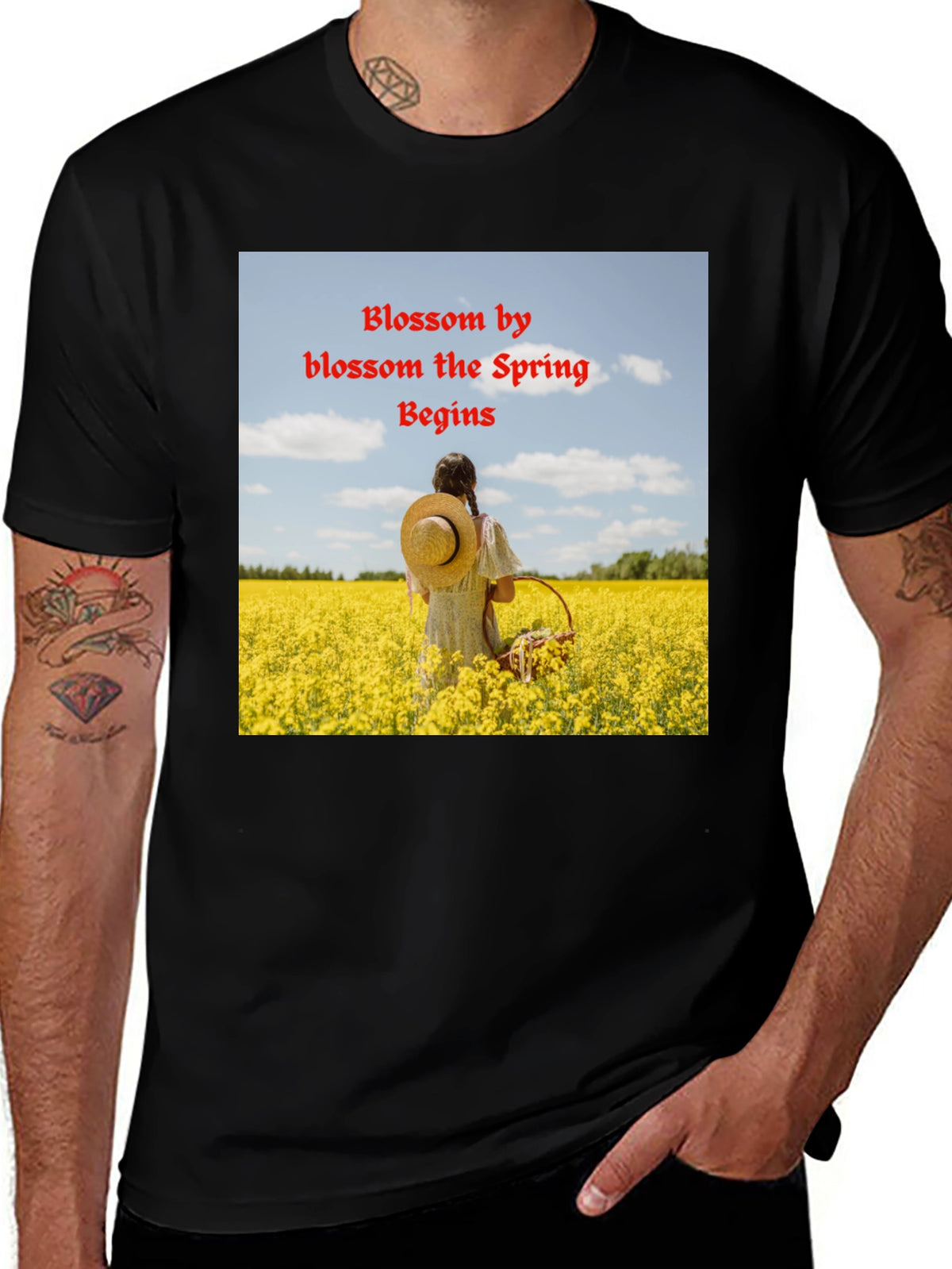 Blossom Spring Black T-Shirt