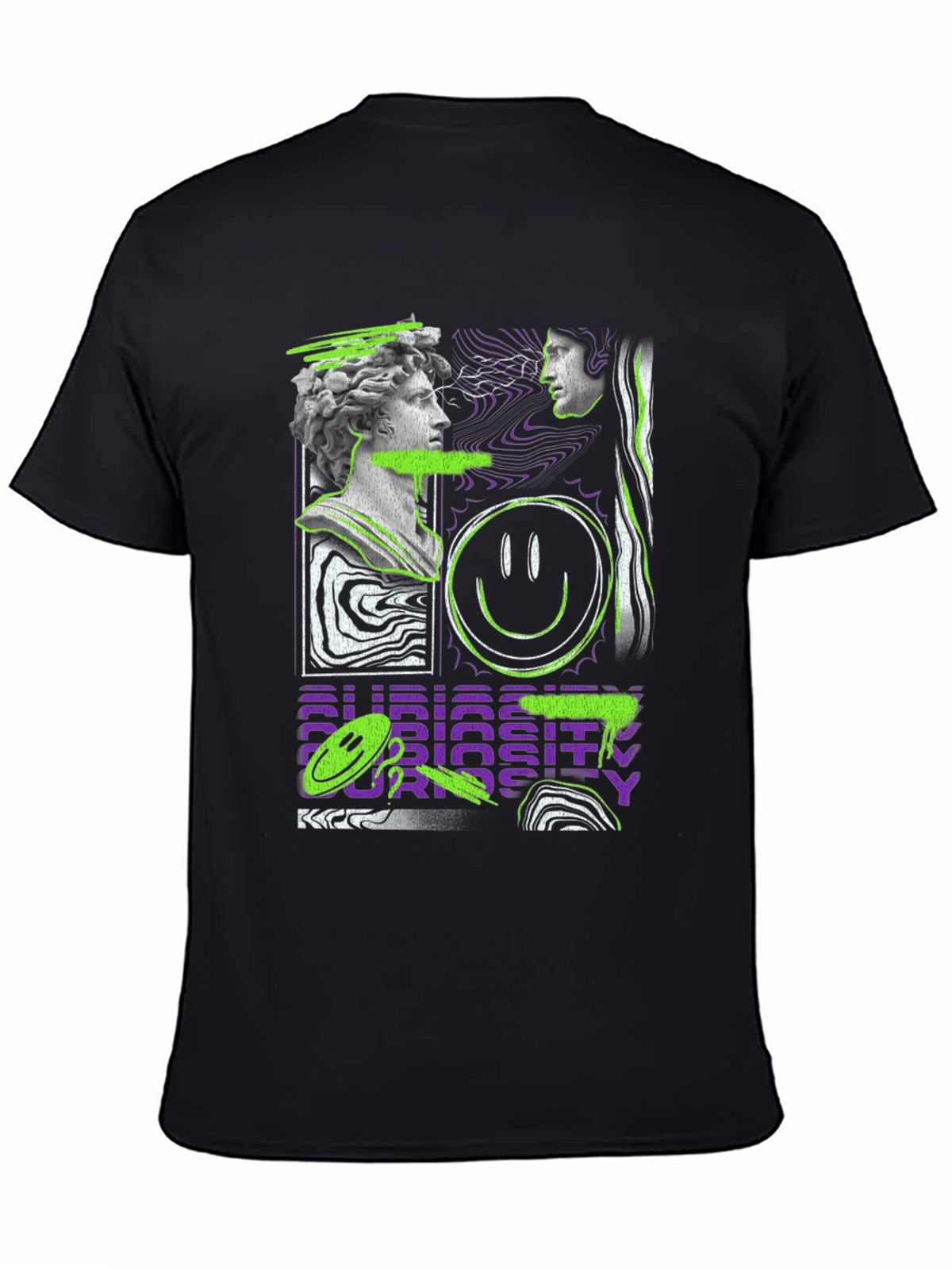 Abstract Graphic Print Tee - Black
