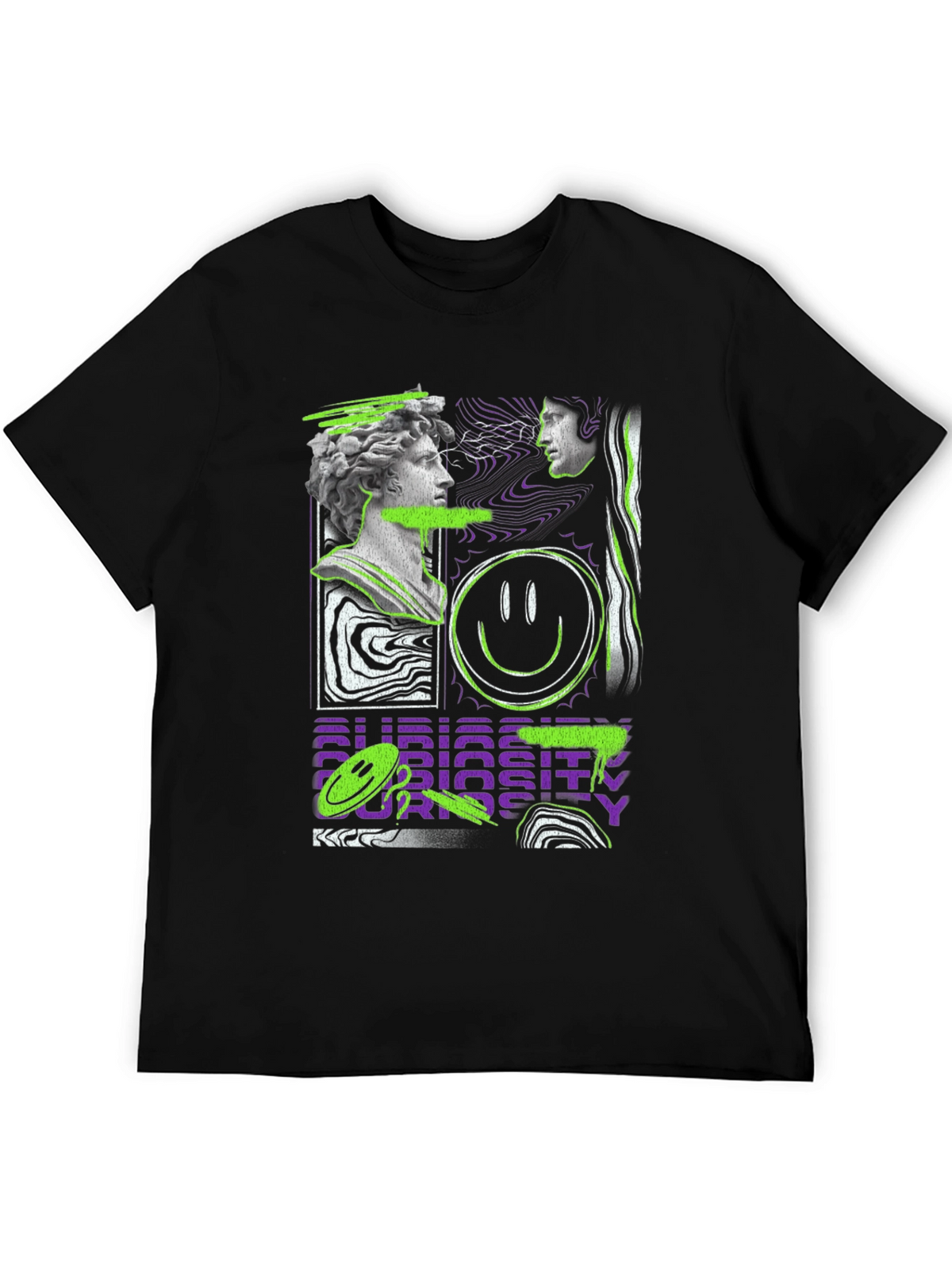 Abstract Graphic Print Tee - Black