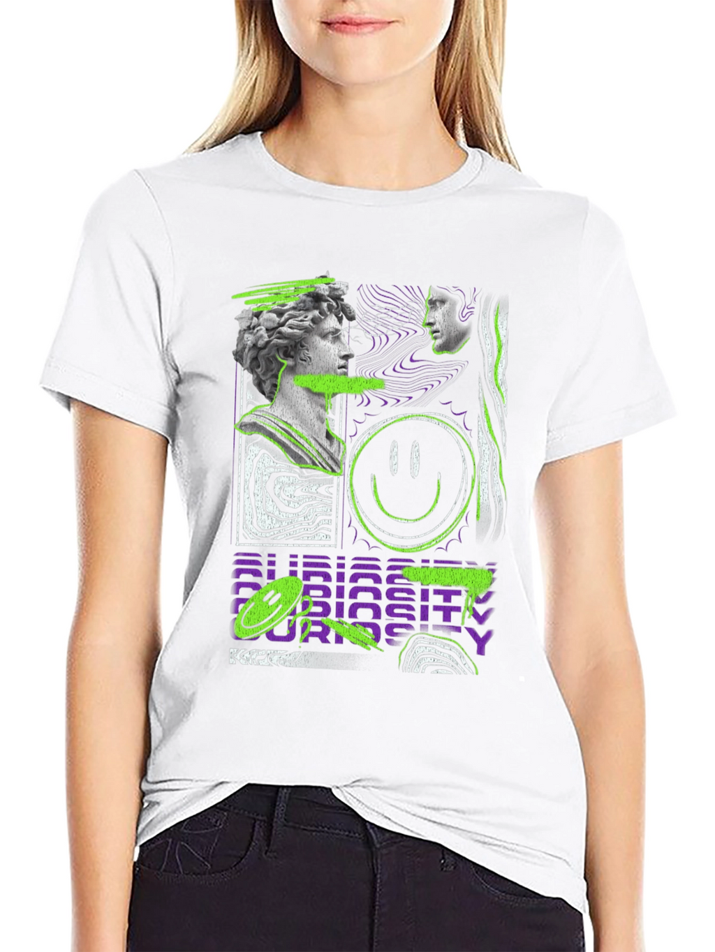 Abstract Graphic Print Tee - Black