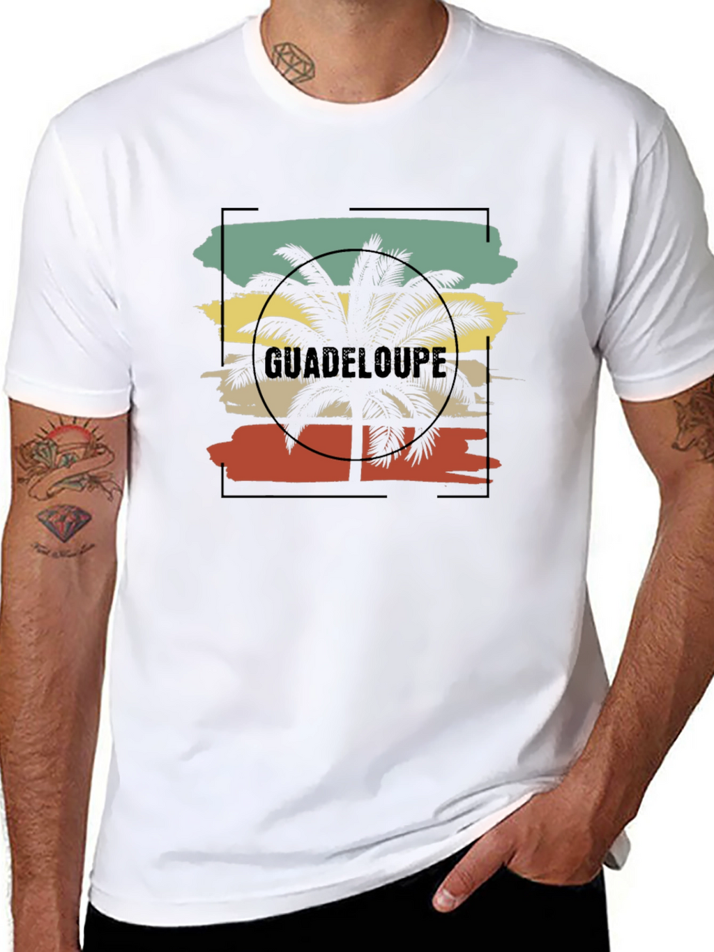 Guadeloupe Palm Tree Graphic T-Shirt