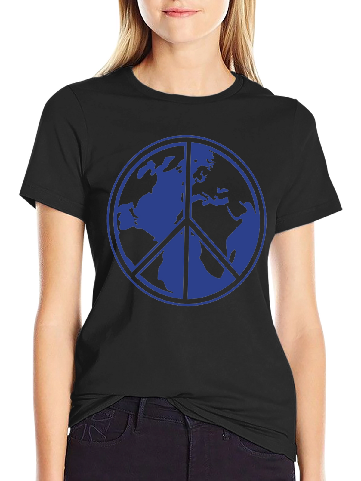 Peace Sign Earth Graphic Tee - Blue