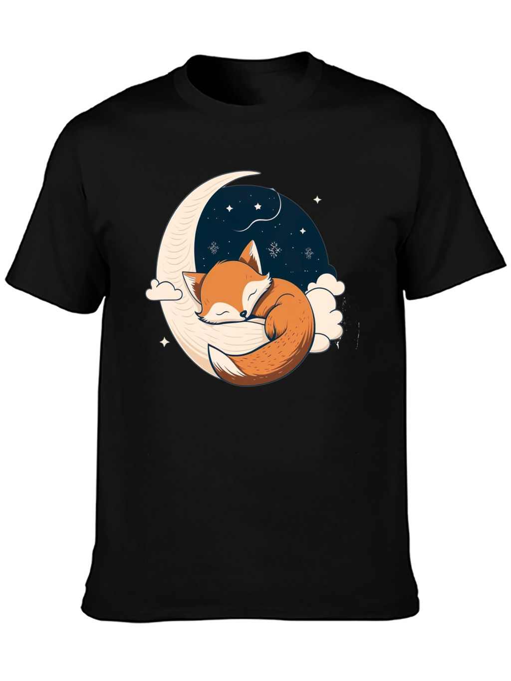 Fox Sleeping on Crescent Moon T-Shirt