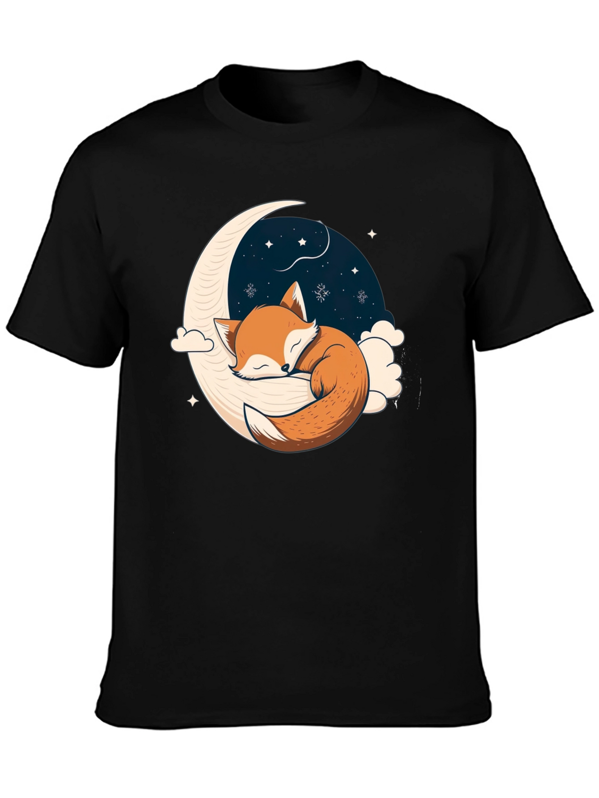 Fox Sleeping on Crescent Moon T-Shirt