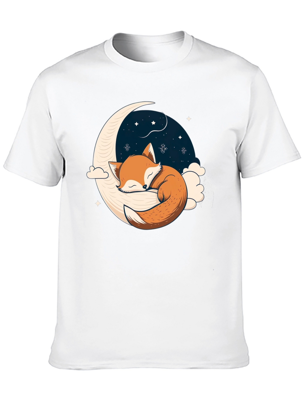 Fox Sleeping on Crescent Moon T-Shirt