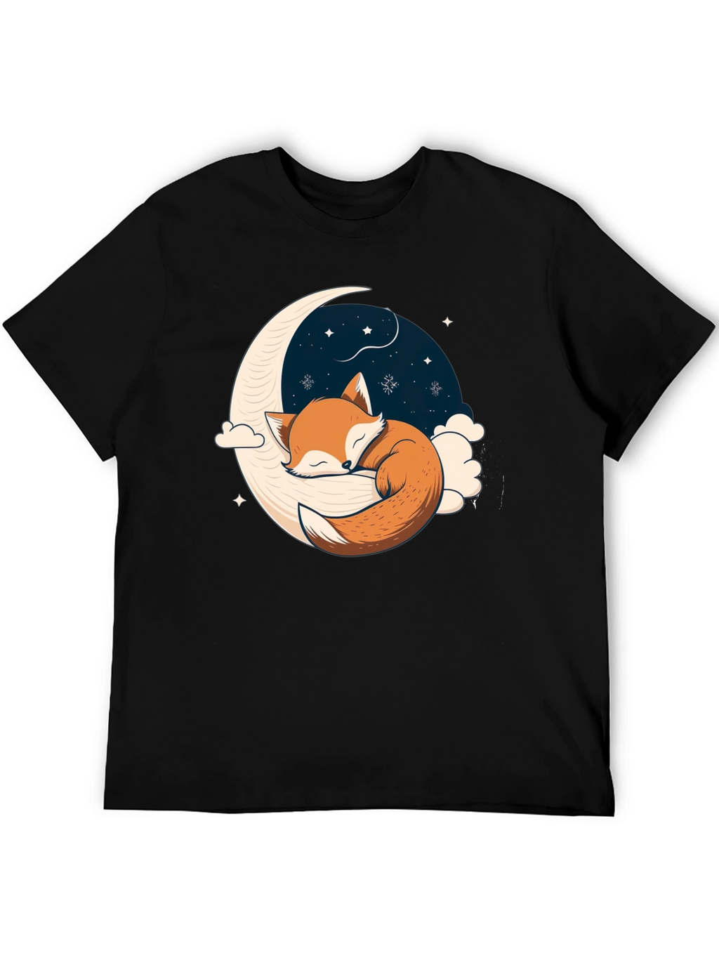 Fox Sleeping on Crescent Moon T-Shirt