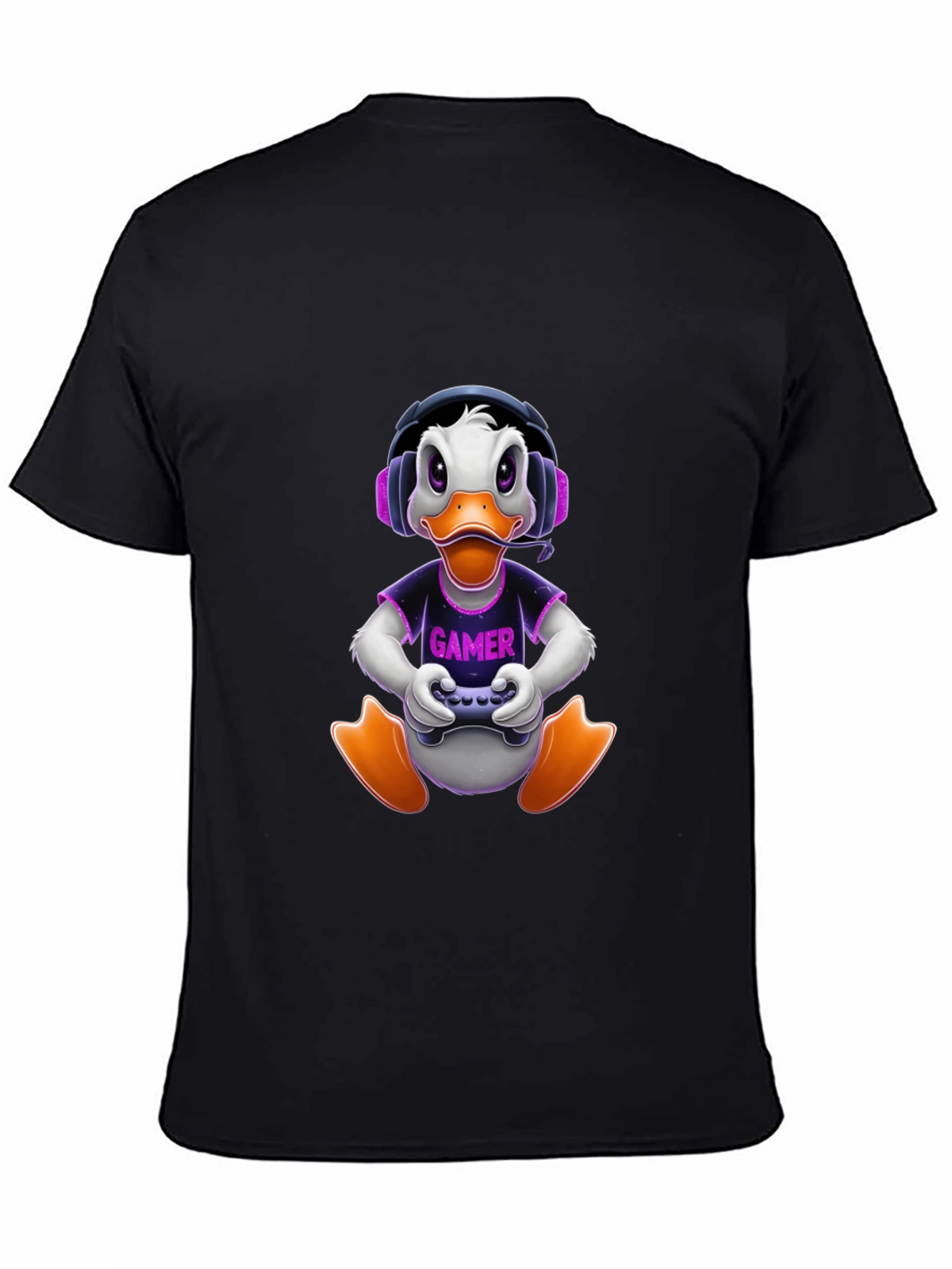 Gamer Duck Graphic Tee - Black Cotton T-Shirt