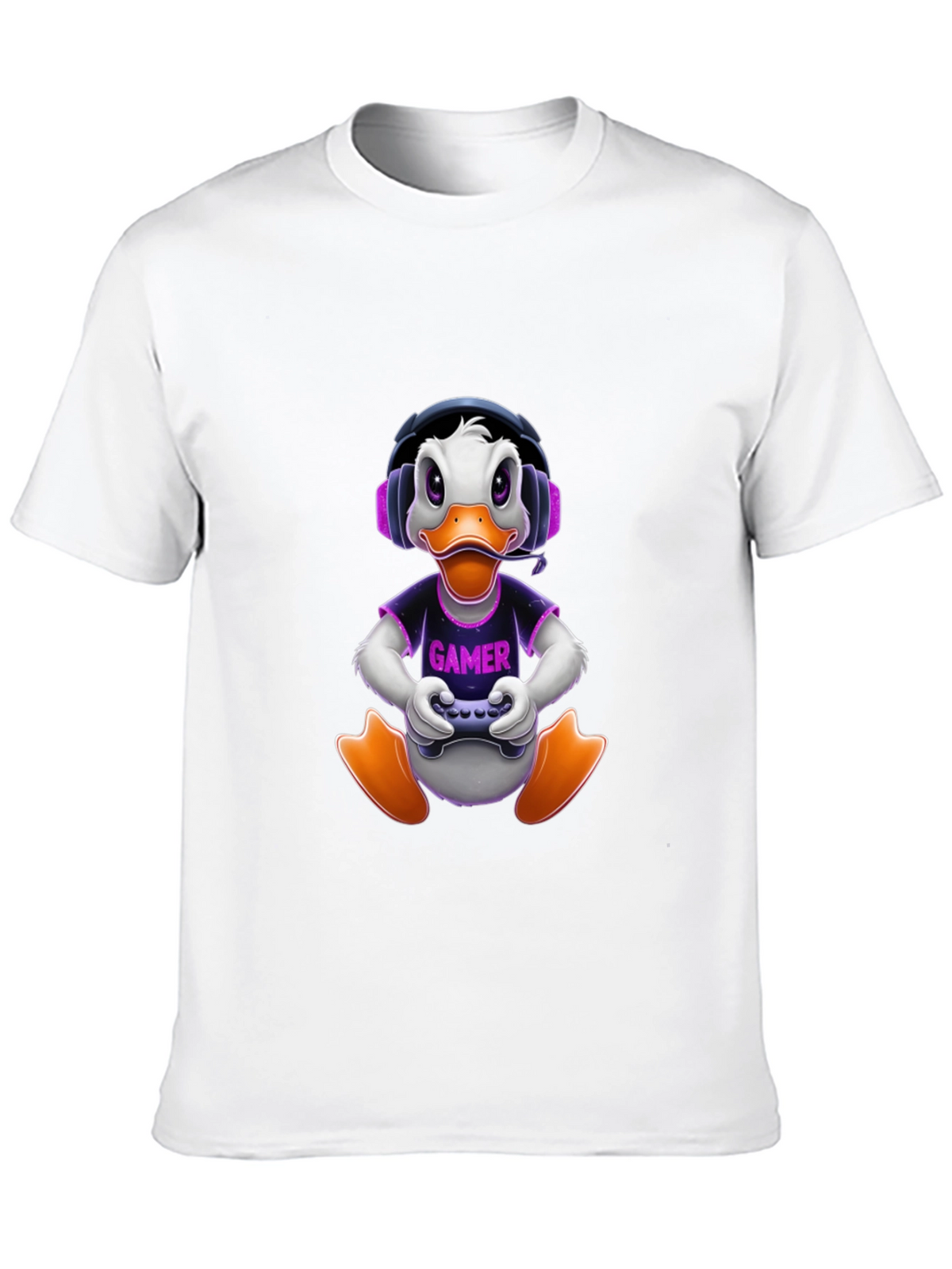 Gamer Duck Graphic Tee - Black Cotton T-Shirt