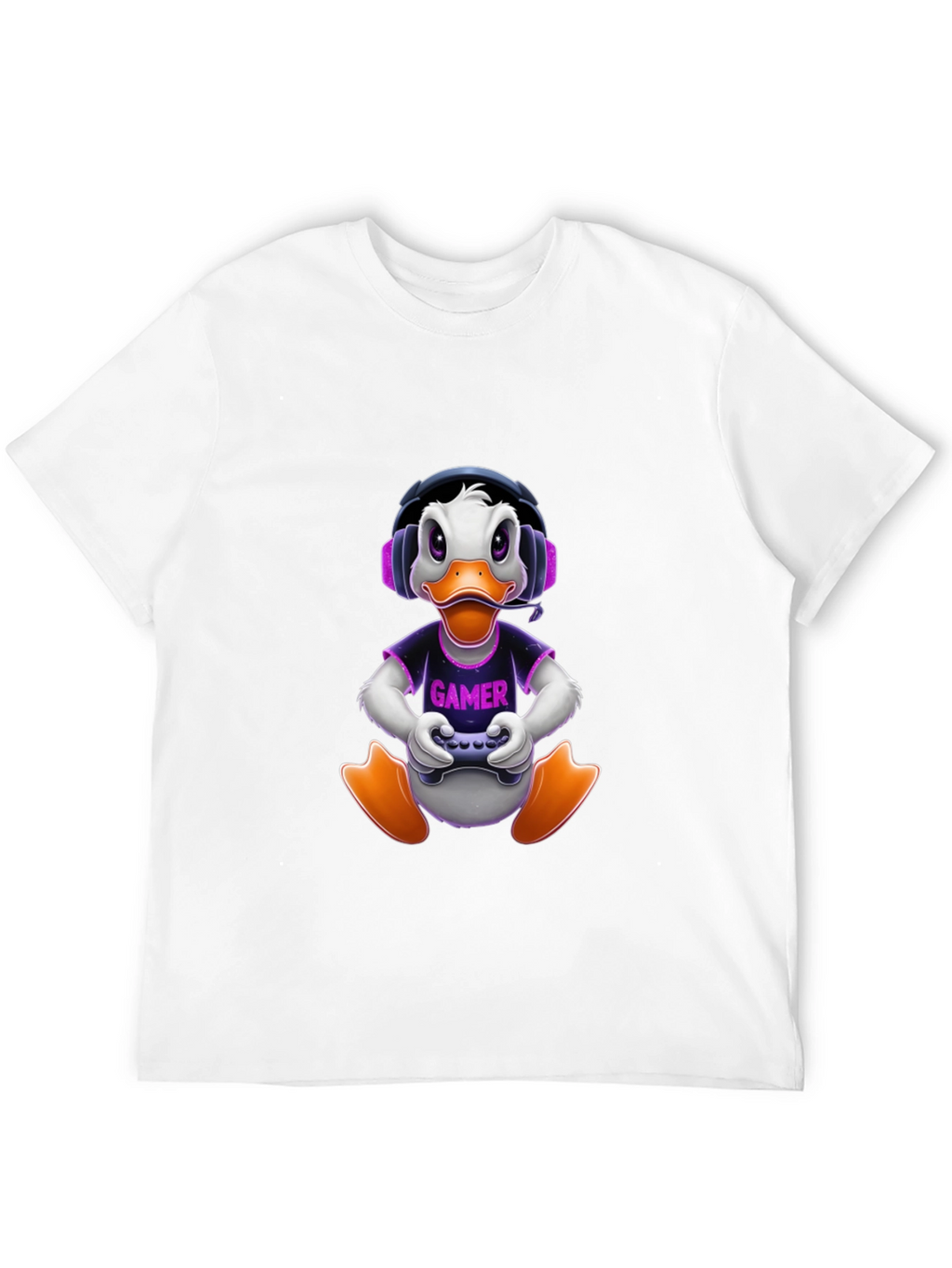 Gamer Duck Graphic Tee - Black Cotton T-Shirt