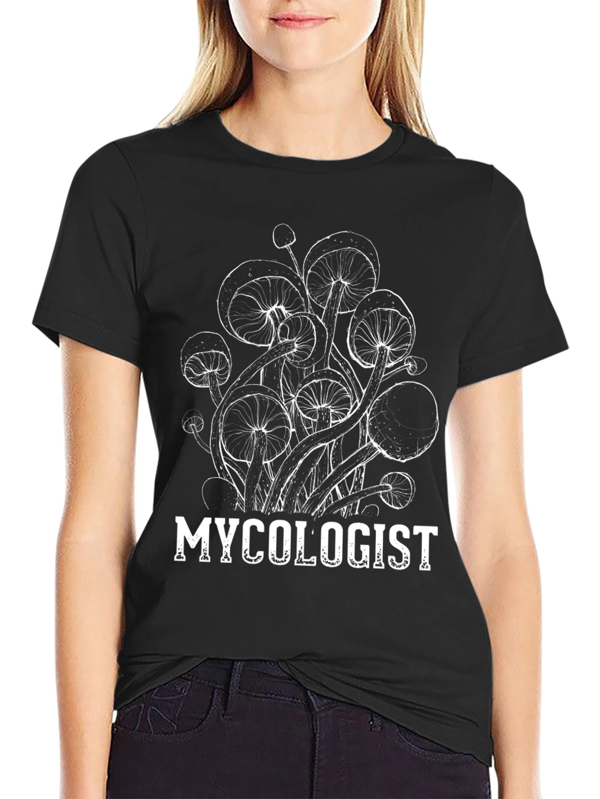 Mycologist Mushroom T-Shirt - Black Cotton Graphic Tee