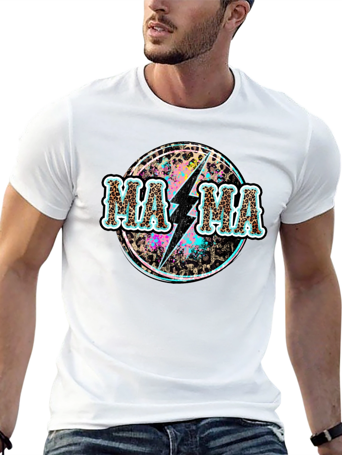 Mama Leopard Bolt Graphic Tee