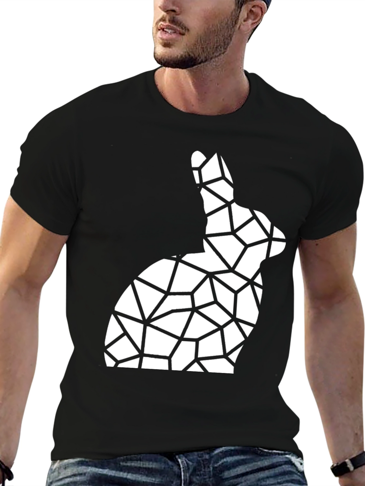 Geometric Bunny Graphic Print Tee