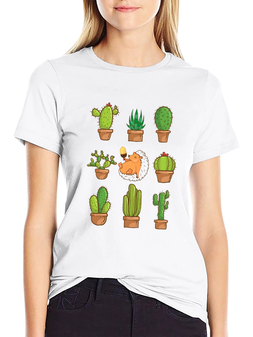 Cactus Hedgehog T-Shirt - Botanical Garden Style
