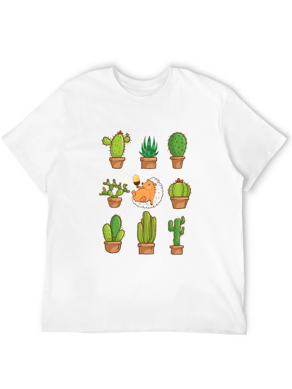Cactus Hedgehog T-Shirt - Botanical Garden Style