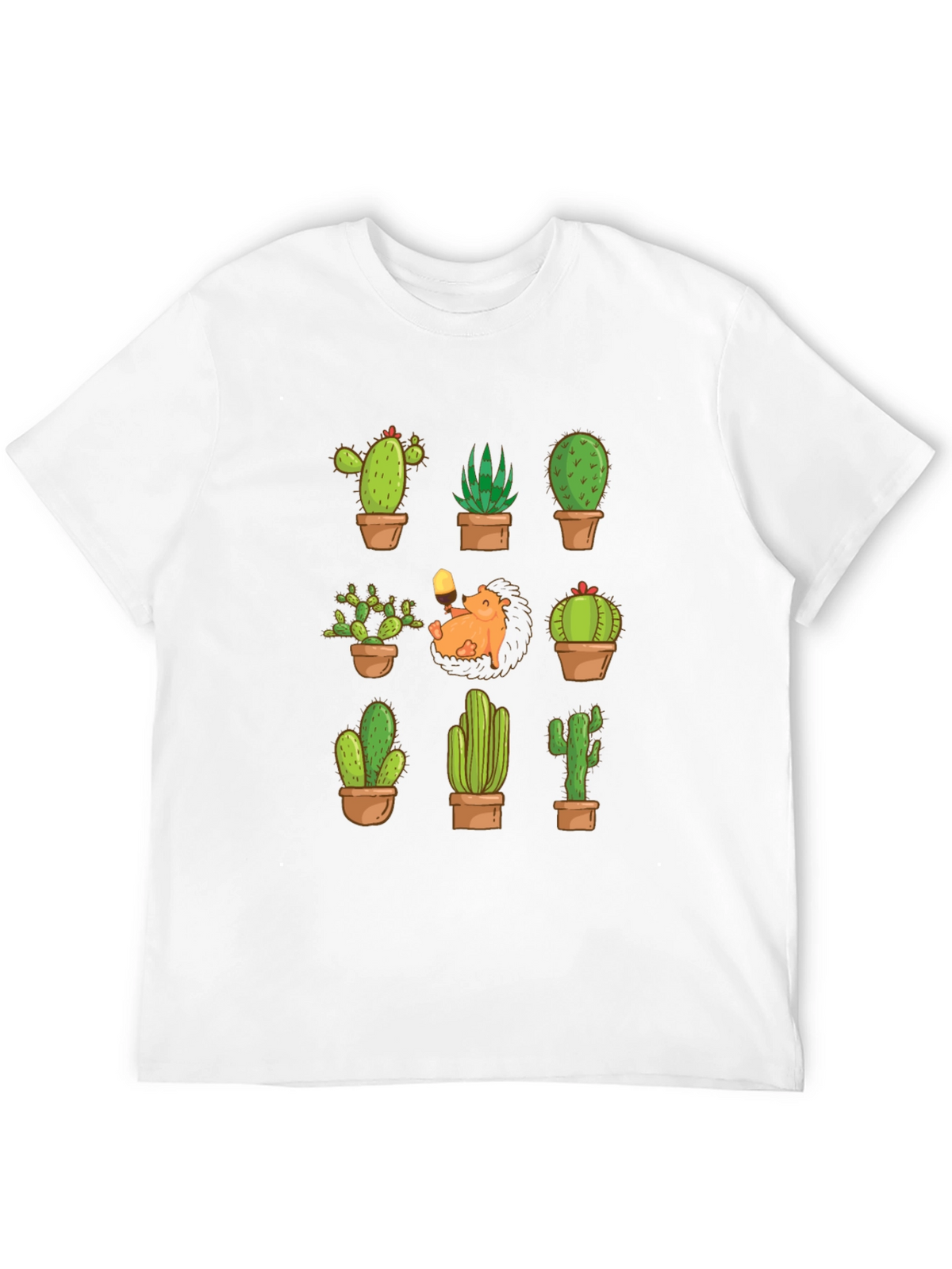 Cactus Hedgehog T-Shirt - Botanical Garden Style