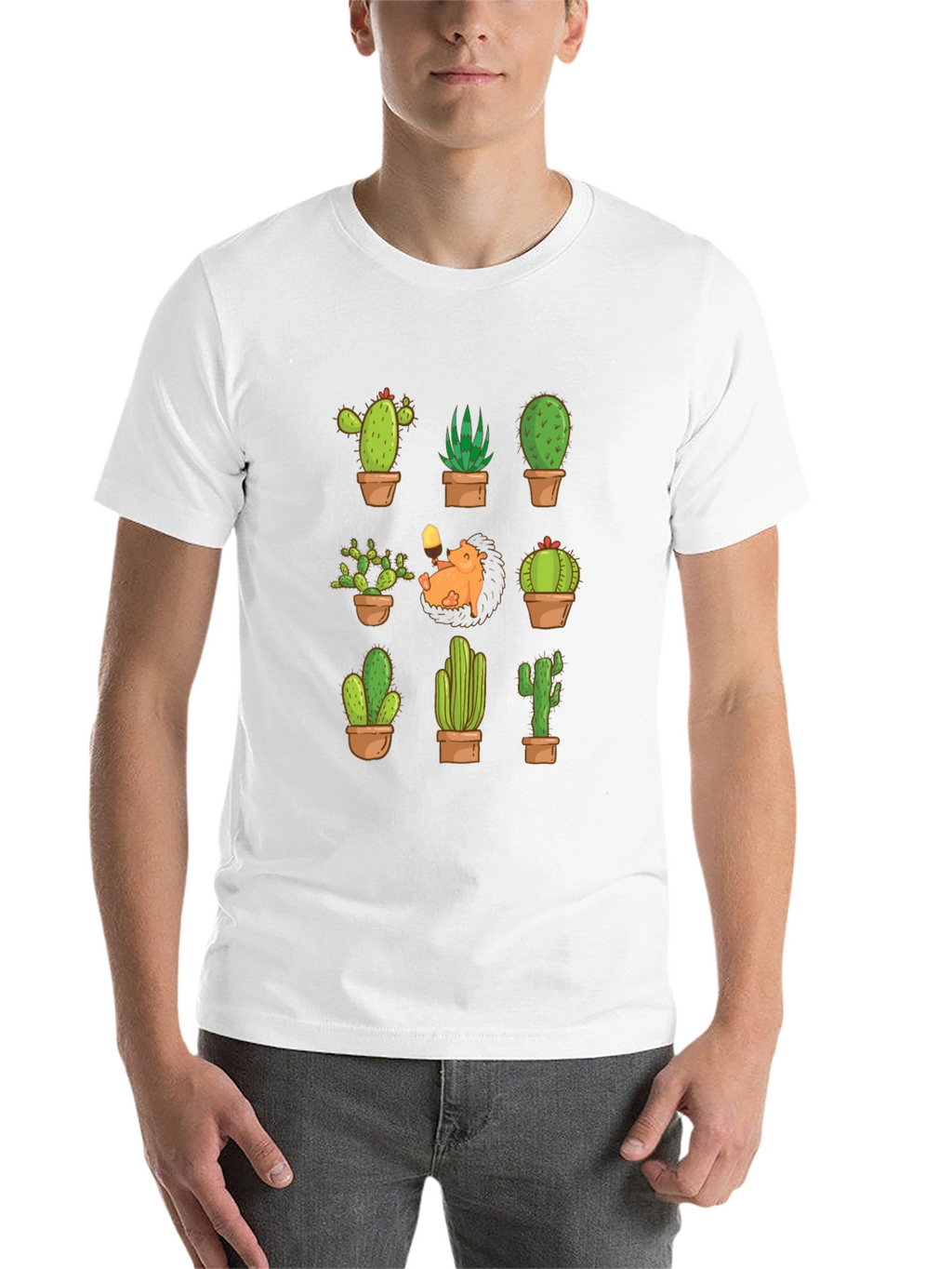 Cactus Hedgehog T-Shirt - Botanical Garden Style