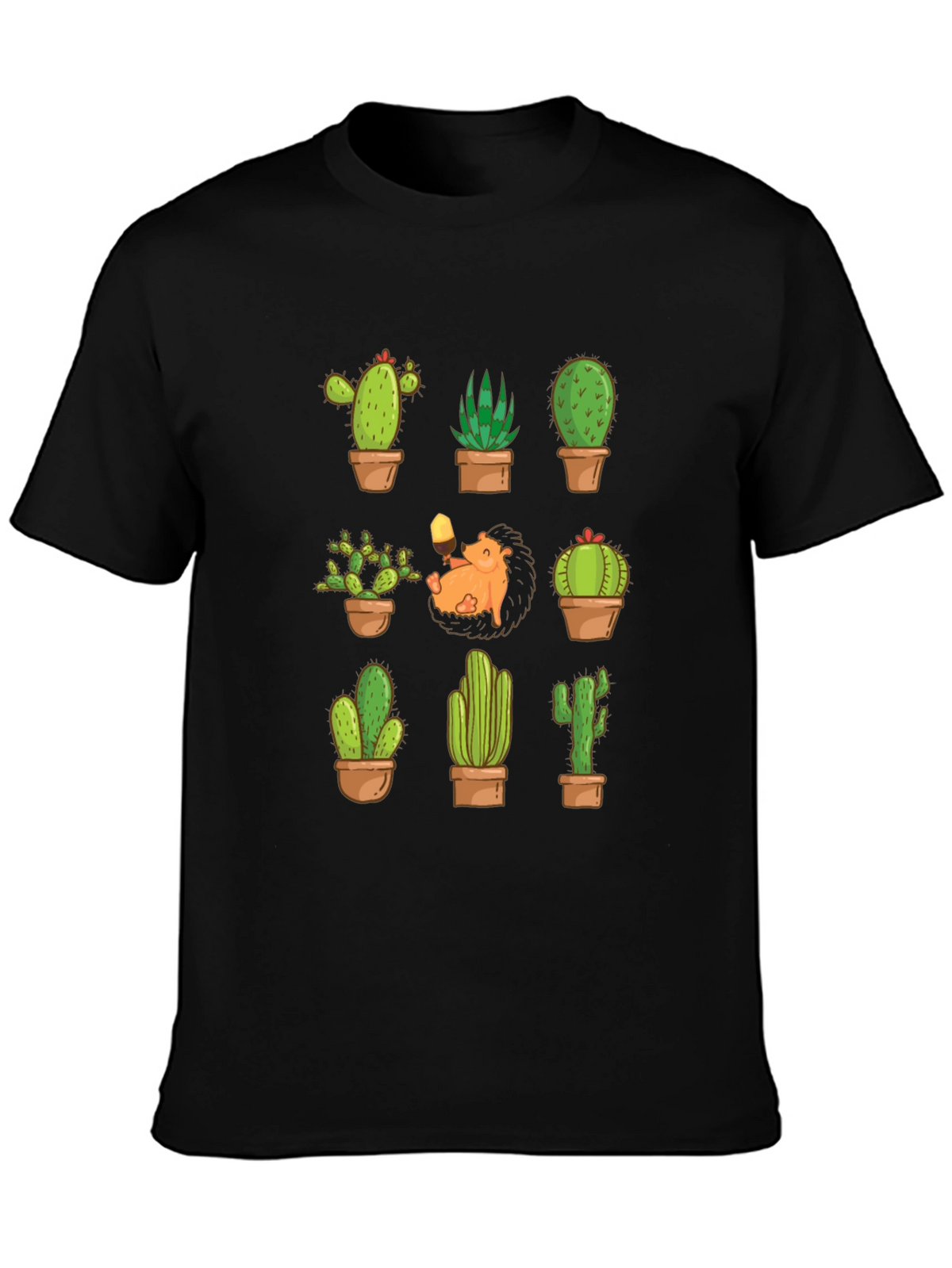 Cactus Hedgehog T-Shirt - Botanical Garden Style