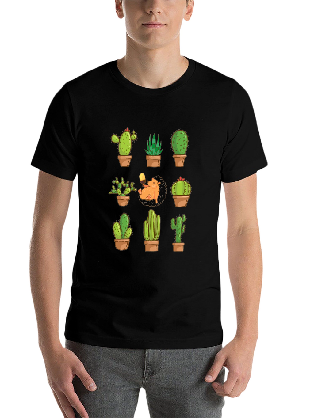 Cactus Hedgehog T-Shirt - Botanical Garden Style