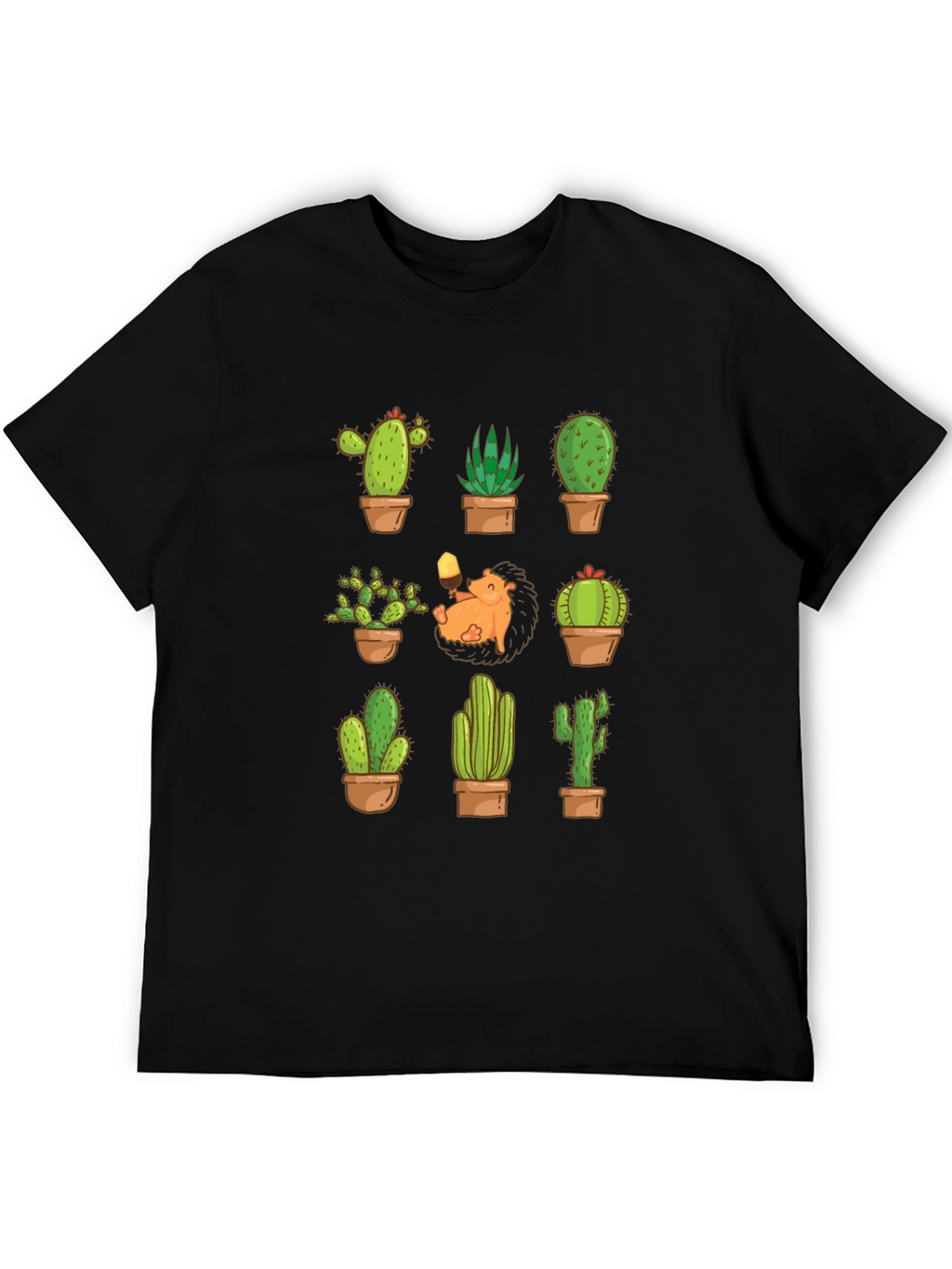 Cactus Hedgehog T-Shirt - Botanical Garden Style
