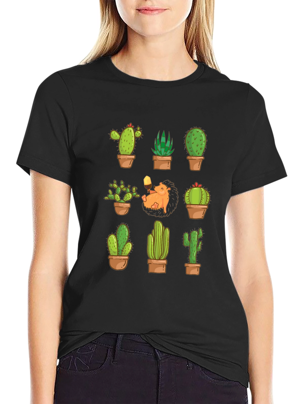 Cactus Hedgehog T-Shirt - Botanical Garden Style