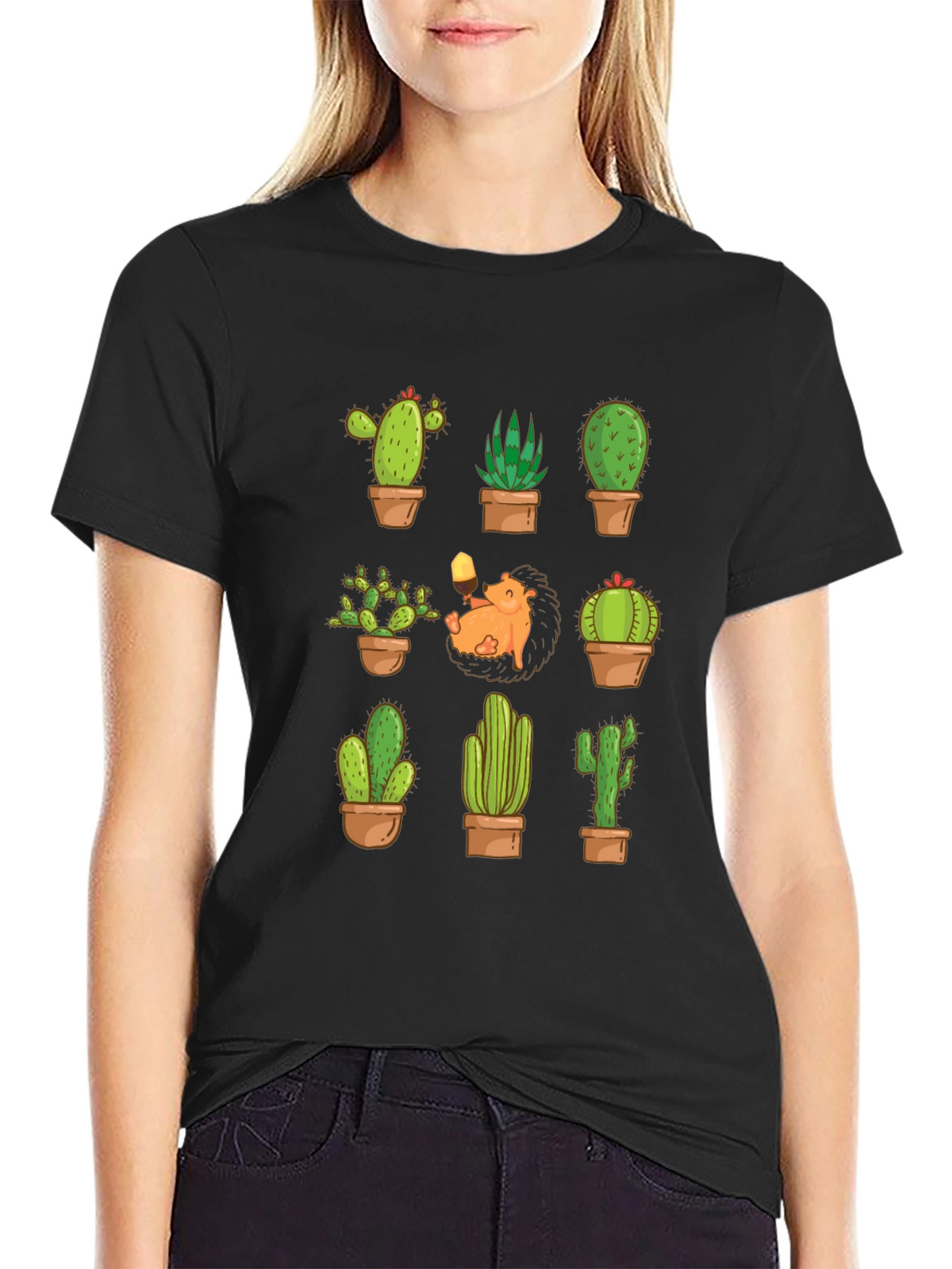 Cactus Hedgehog T-Shirt - Botanical Garden Style