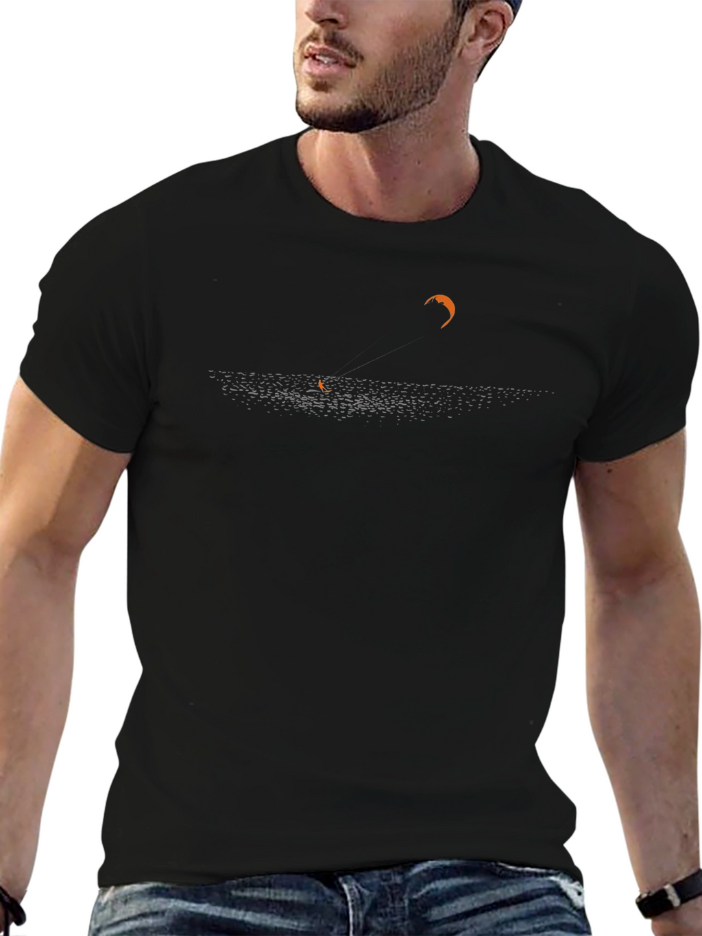 Kitesurfing Silhouette Graphic Tee - Black