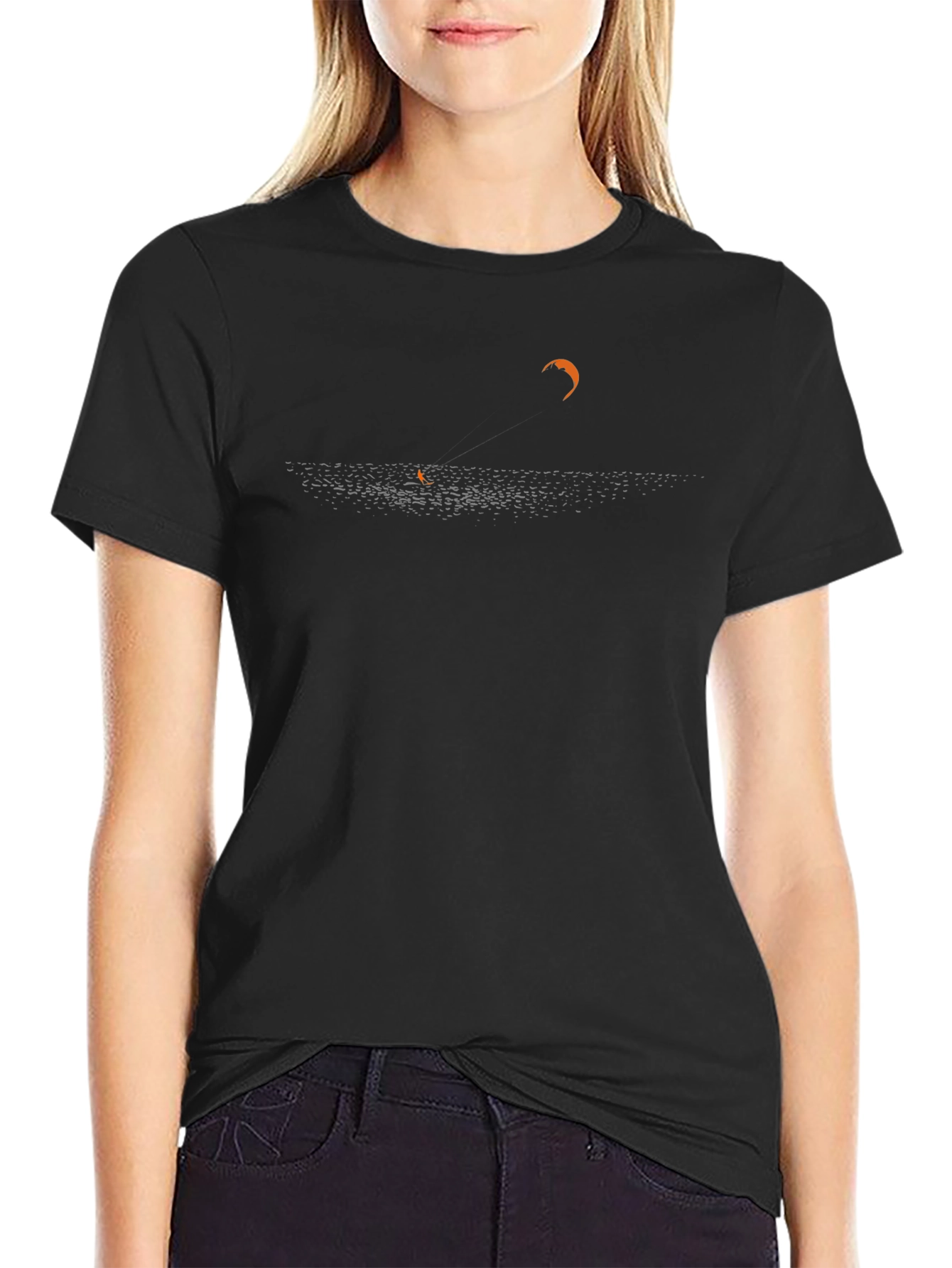 Kitesurfing Silhouette Graphic Tee - Black