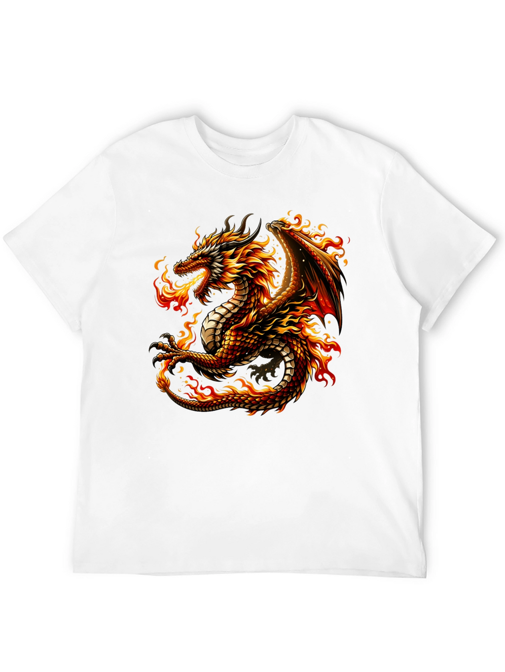 Fiery Dragon Graphic Tee - Black Cotton Comfort