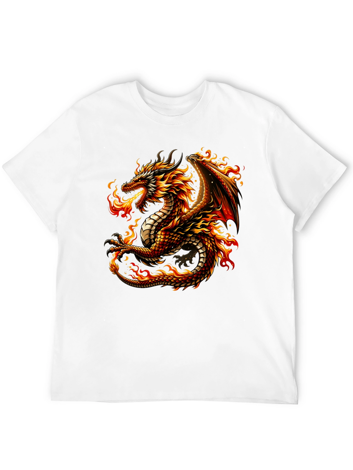 Fiery Dragon Graphic Tee - Black Cotton Comfort
