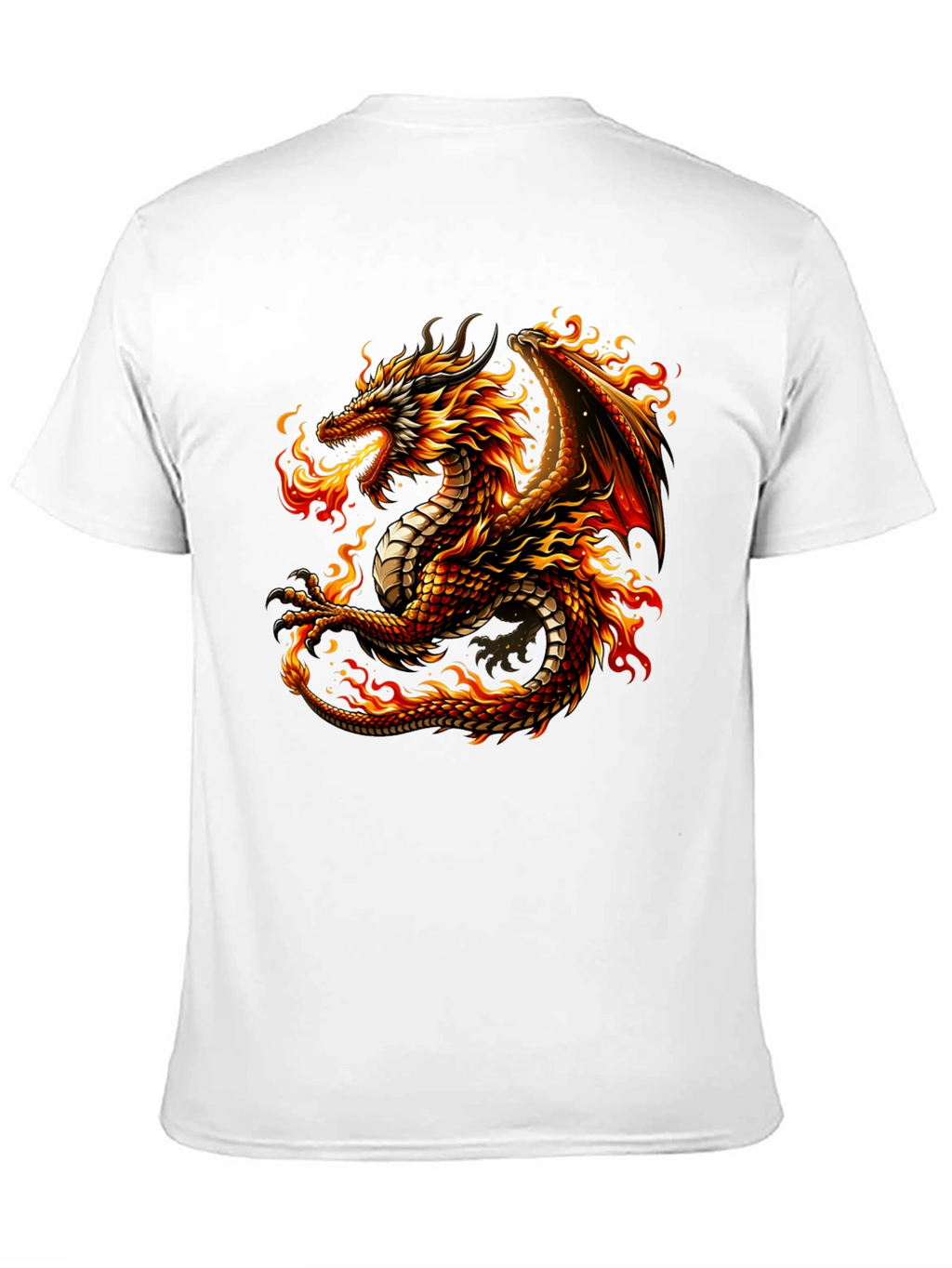 Fiery Dragon Graphic Tee - Black Cotton Comfort