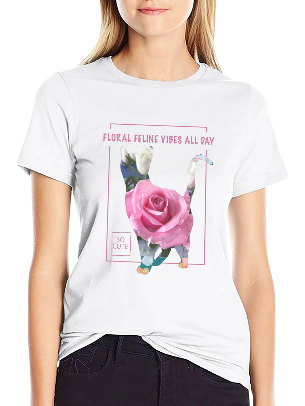 Floral Feline Vibes T-Shirt