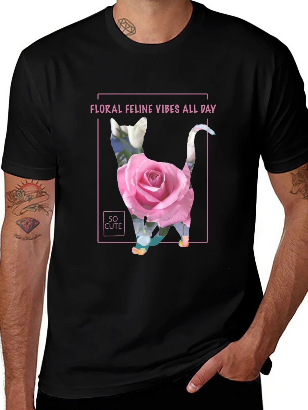 Floral Feline Vibes T-Shirt