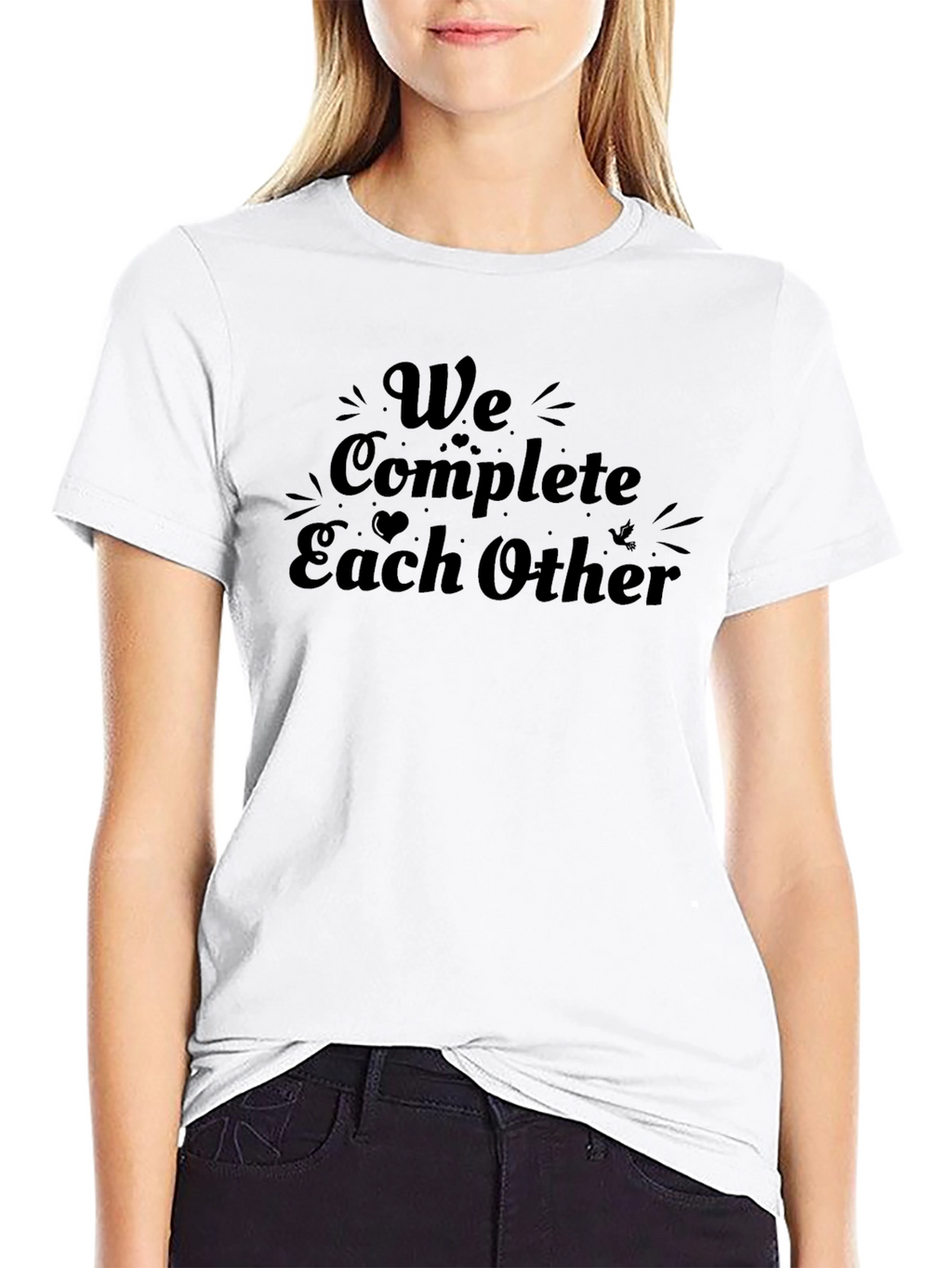 We Complete Each Other Black Graphic Tee