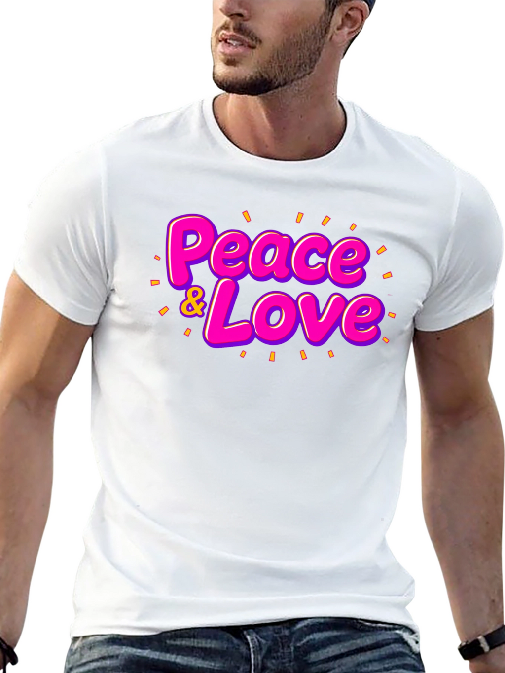 Peace & Love Graphic T-Shirt - Black