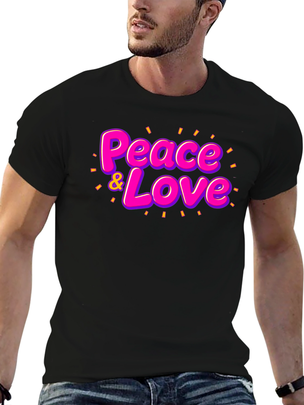 Peace & Love Graphic T-Shirt - Black