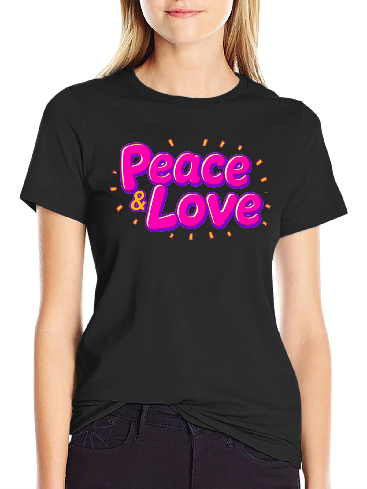 Peace & Love Graphic T-Shirt - Black