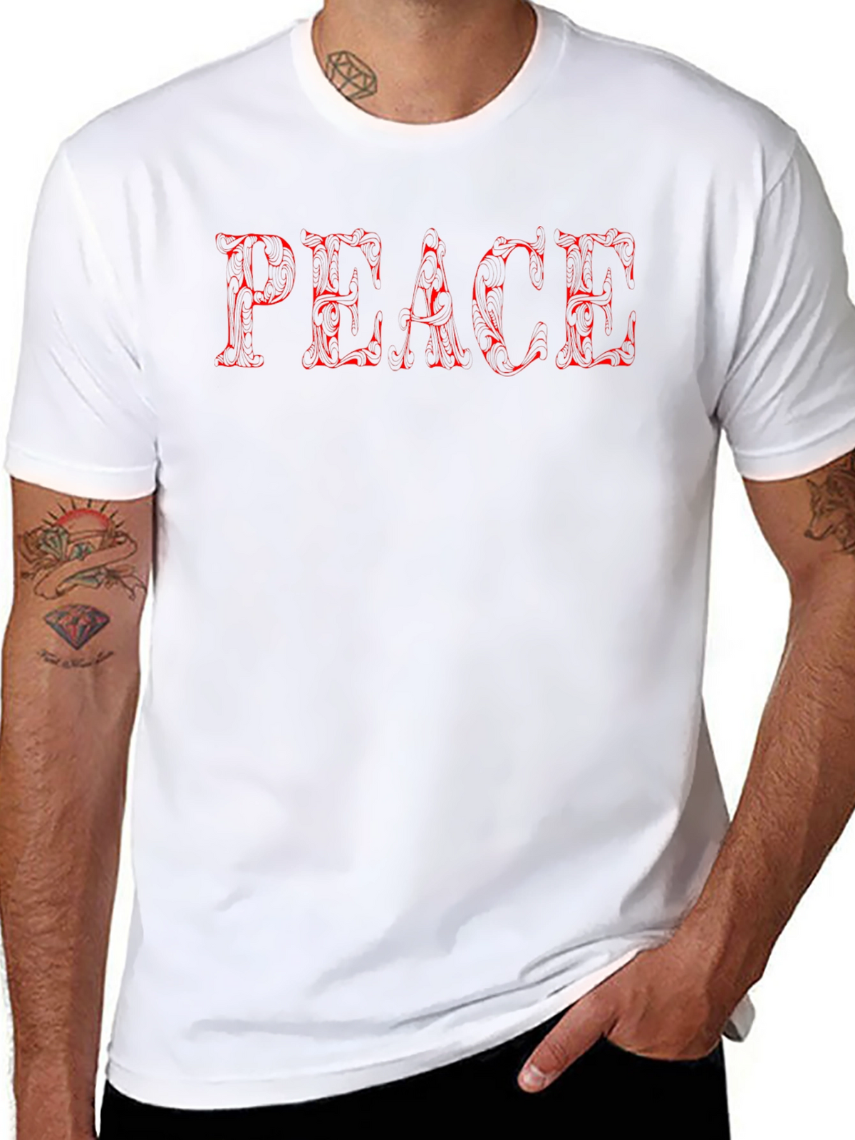 Peace Graphic Tee - Stylish Mens Black T-Shirt