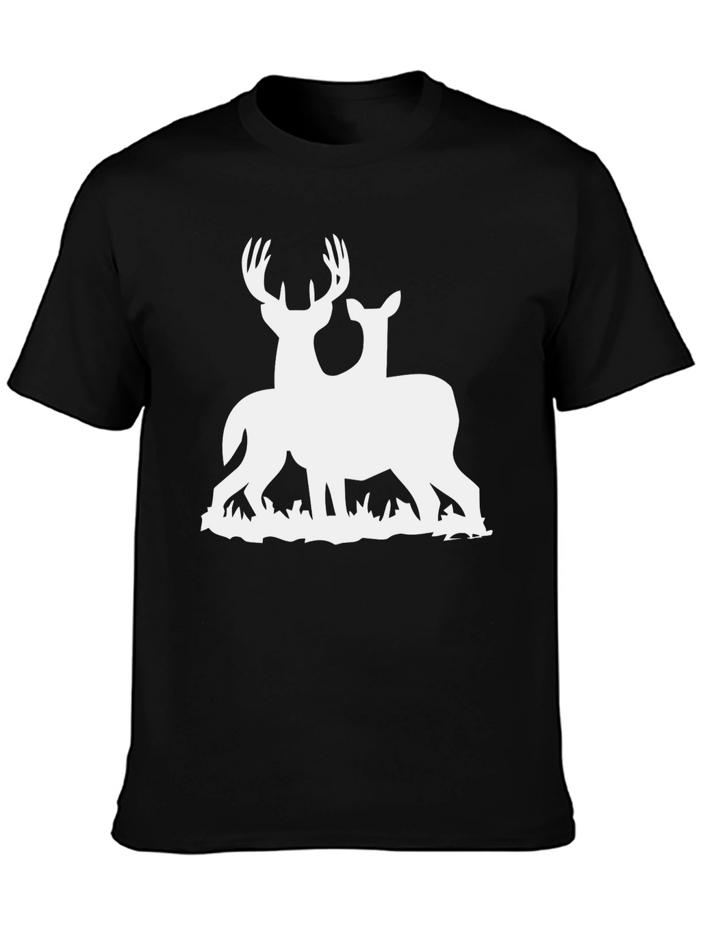 Deer Couple Graphic Tee - Black
