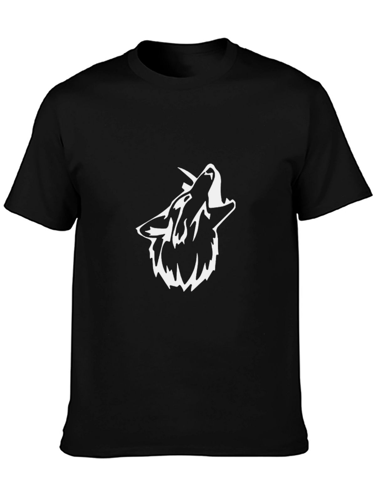 Black T-Shirt with Wolf Howl Graphic